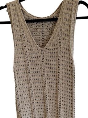 Crochet Knit Maxi Tank Dress/ Swim Cover in Beige